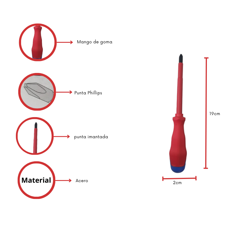 Destornillador Electricista VDE Phillips 2x100mm